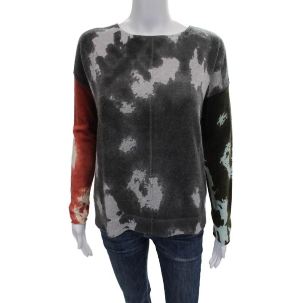 LT Women Pullover Sweater 100% Cashmere Multicolor Geometric Size S